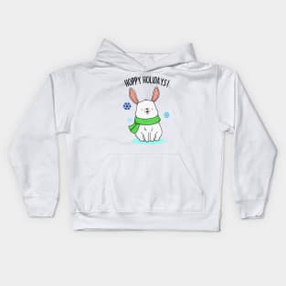 Hoppy Holidays Cute Christmas Rabbit Pun Kids Hoodie